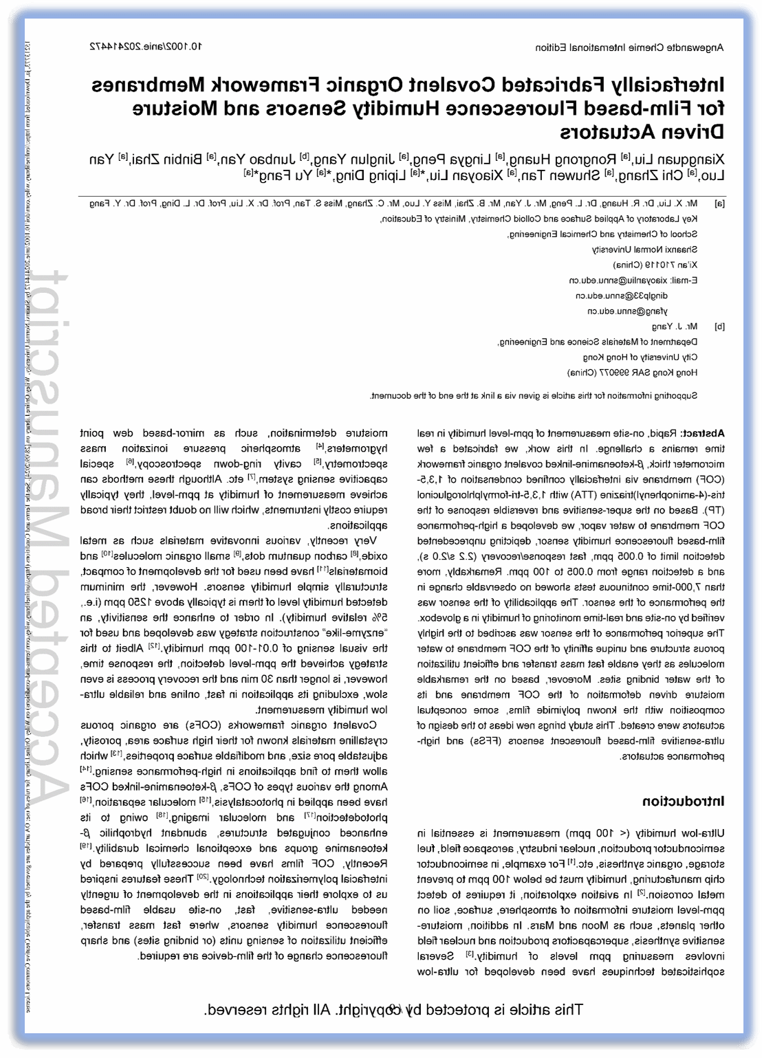 光子鼻与分子材料研究团队在学术期刊Angew. Chem. Int. Ed.上发表研究成果（2024-09-18）